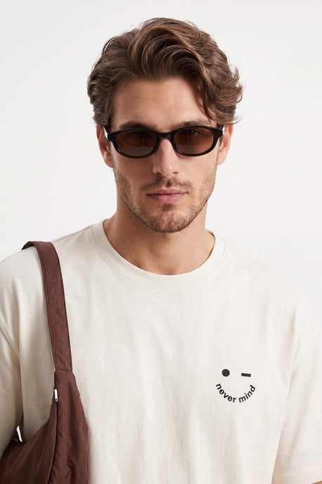 TRENDYOL MAN Men's Ecru Slogan Short Oversize T-Shirts - Image 5