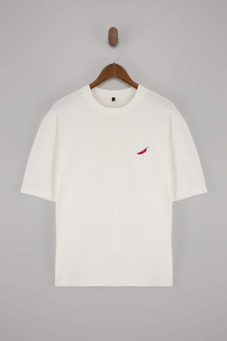 TRENDYOL MAN Jongens Ecru Geborduurd Kort Oversized T-shirts - Image 4