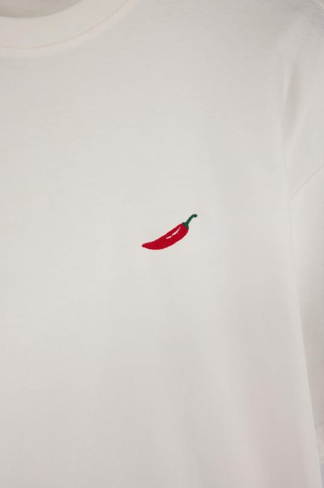 TRENDYOL MAN Jongens Ecru Geborduurd Kort Oversized T-shirts - Image 5