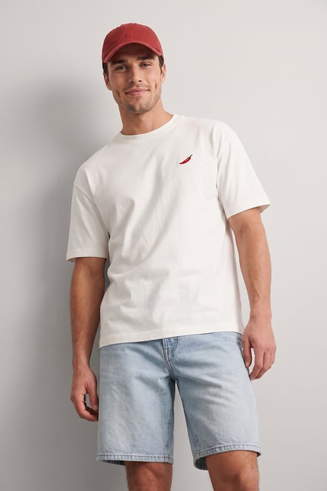 TRENDYOL MAN Jongens Ecru Geborduurd Kort Oversized T-shirts - Image 6