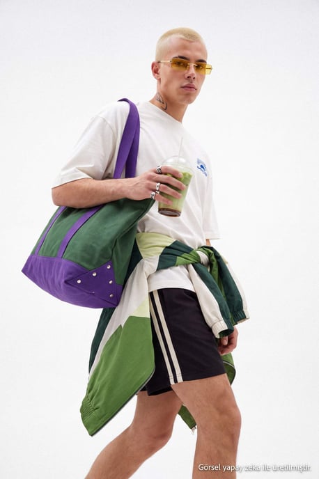 TRENDYOL MAN Jongens Ecru Slogan Kort Oversized T-shirts - Image 5