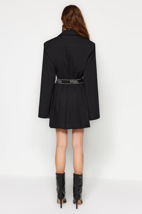 TRENDYOLMİLLA Dames Zwart Effen Kort / Mini Lang Stijlvol/Avond Blousejurk Jurken - Image 4