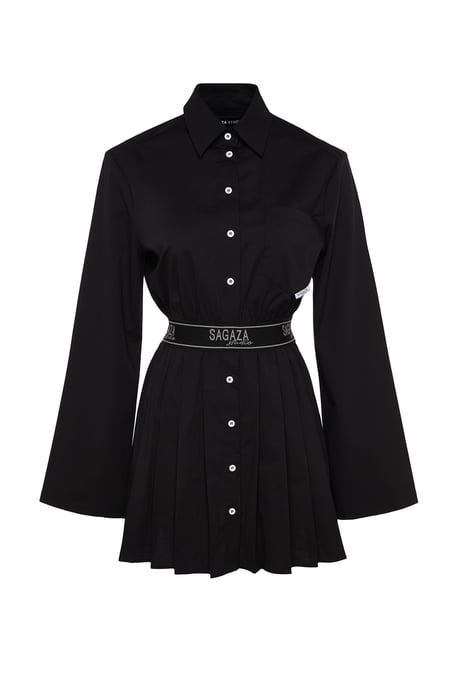 TRENDYOLMİLLA Dames Zwart Effen Kort / Mini Lang Stijlvol/Avond Blousejurk Jurken - Image 5