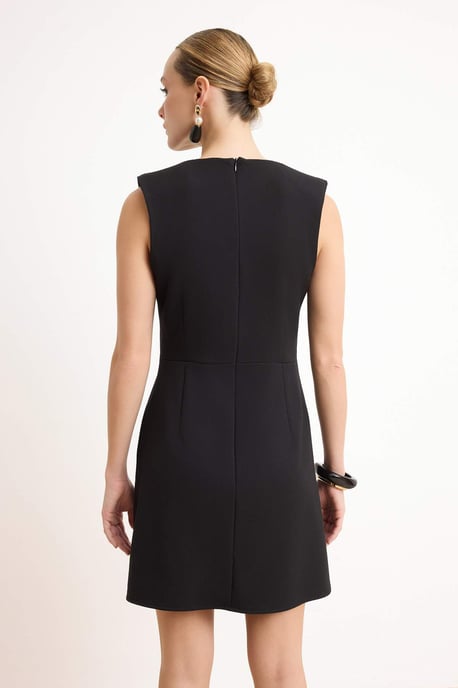 TRENDYOLMİLLA Dames Zwart Effen Kort / Mini Mouwloos A-lijn Jurken - Image 3