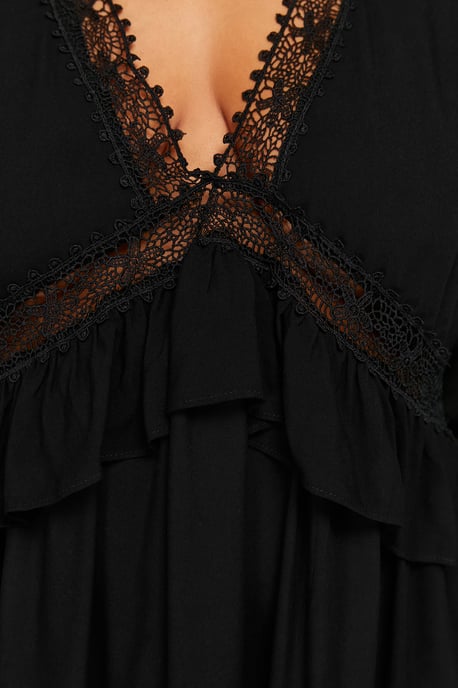 Trendyol Curve Dam Svart Enfärgad Kort / Mini Lång Strandkläder A-linje Plus size Klänning - Image 4