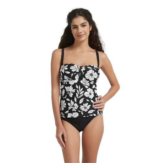Be You Tankini-top met bloemenprint en sweetheart-halslijn voor dames (Monochroom) - Image 2