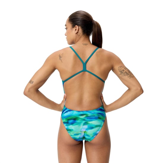Speedo Eendelig zwempak met print voor dames, geschikt voor duursporten (Zonsondergang) - Image 2