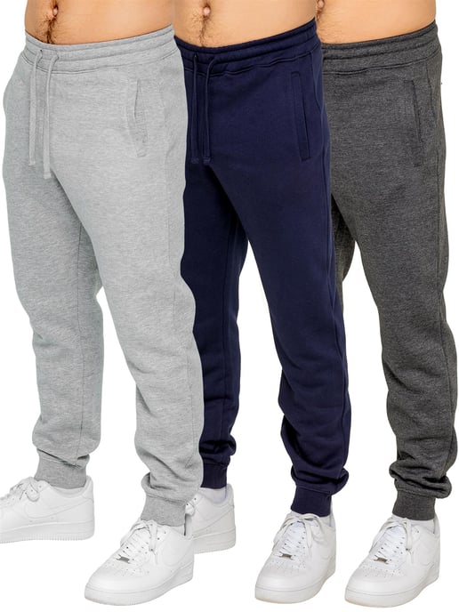 Kruze | 3 Pack Mens Fleece Joggers - GRY/NVY/CHAR - Image 1