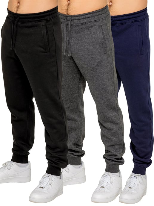 Kruze | 3 Pack Mens Fleece Joggers - BLK/NVY/CHAR - Image 1