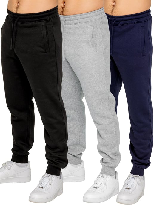 Kruze | 3 Pack Mens Fleece Joggers - BLK/GRY/NVY - Image 1