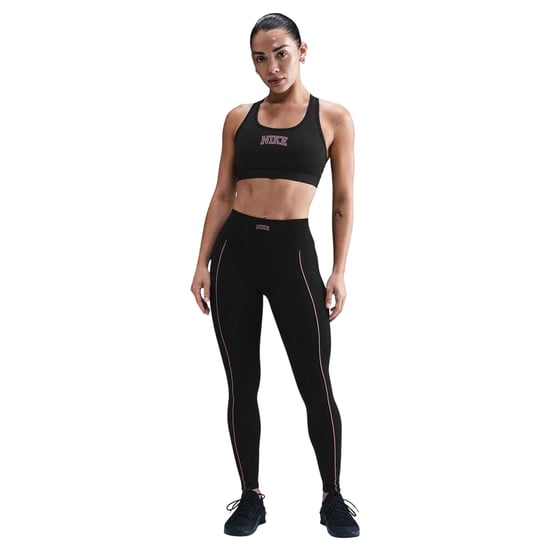 Nike Dameslegging met zijstrepen en hoge taille (Zwart/roze) - Image 1