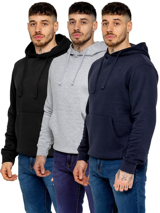 Kruze | 3 Pack Mens Fleece Hoodie - BLK/GRY/NVY - Image 1