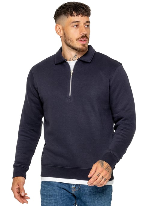Enzo Milano | Mens Half Zip Collared Sweatshirt - Image 1
