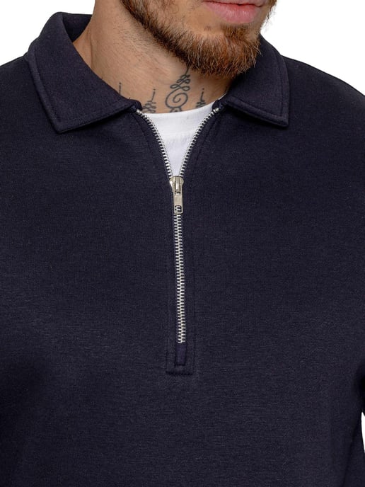 Enzo Milano | Mens Half Zip Collared Sweatshirt - Image 2