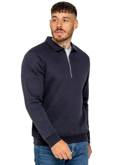 Enzo Milano | Mens Half Zip Collared Sweatshirt - Image 3