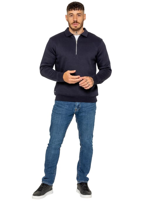 Enzo Milano | Mens Half Zip Collared Sweatshirt - Image 4