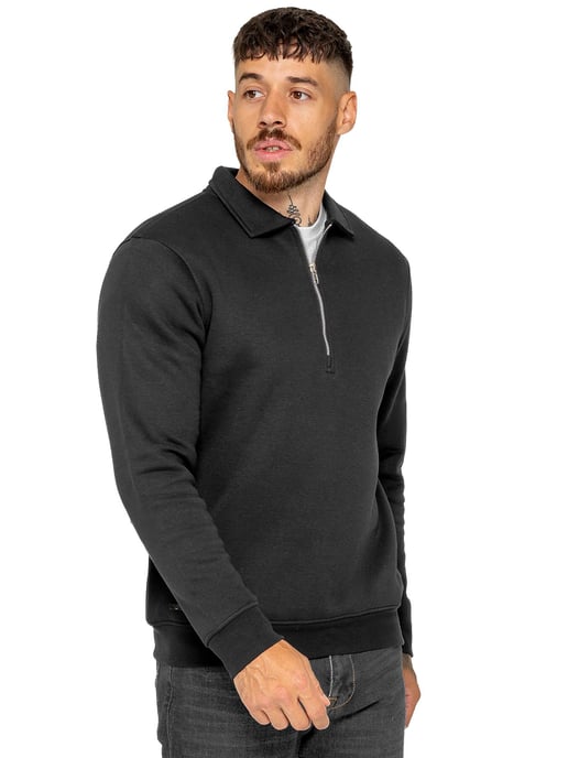 Enzo Milano | Mens Half Zip Collared Sweatshirt - Image 3