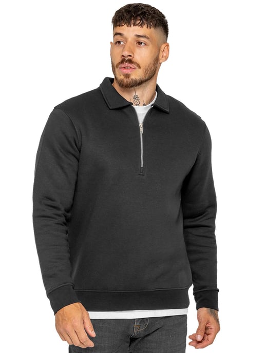 Enzo Milano | Mens Half Zip Collared Sweatshirt - Image 4