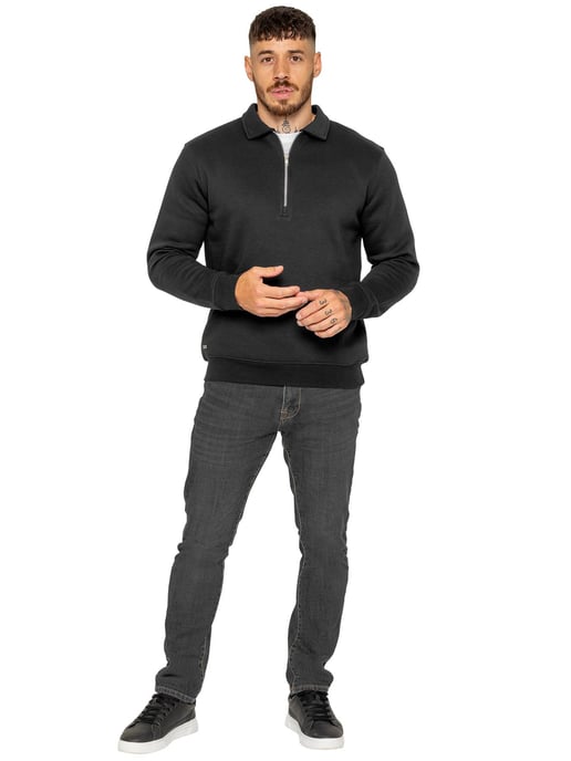 Enzo Milano | Mens Half Zip Collared Sweatshirt - Image 5
