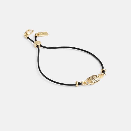 Quilted Padlock Leather Slider Bracelet - Image 1