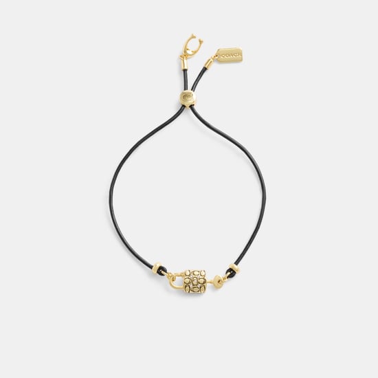 Quilted Padlock Leather Slider Bracelet - Image 2