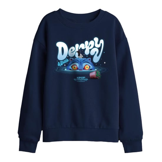 K-Pop Demon Hunters Sweatshirt voor kinderen met afbeelding van de plantenpotjes 'Sinking Derpy & Sussie' (Marine) - Image 1
