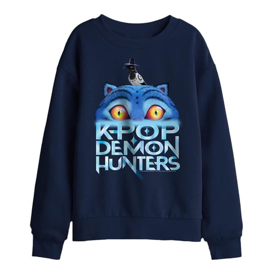 K-Pop Demon Hunters Kinder-sweatshirt met Derpy Tiger-logo in vervaagde stijl (Marine) - Image 1