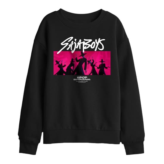 K-Pop Demon Hunters Saja Boys Demons-sweatshirt voor kinderen/jongens (Zwart/roze) - Image 1