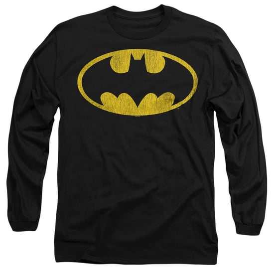 Batman Unisex Adult Distressed Logo T-shirt met lange mouwen (Zwart) - Image 1