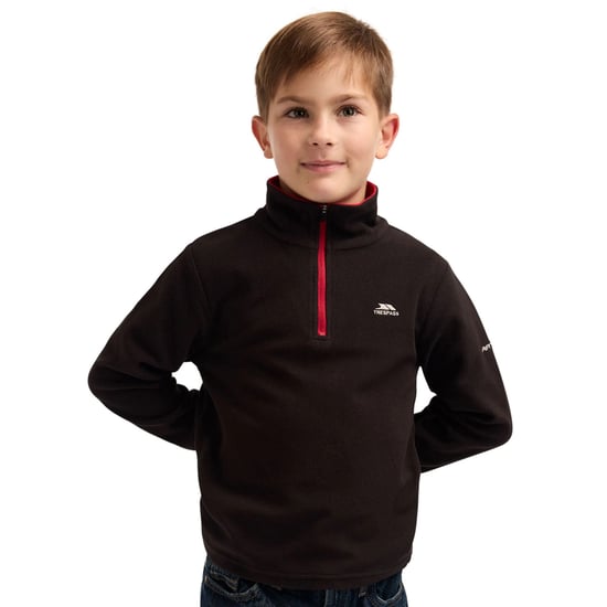 Trespass Jongens Etto Airtrap Microfleece (Zwart/Rood) - Image 1