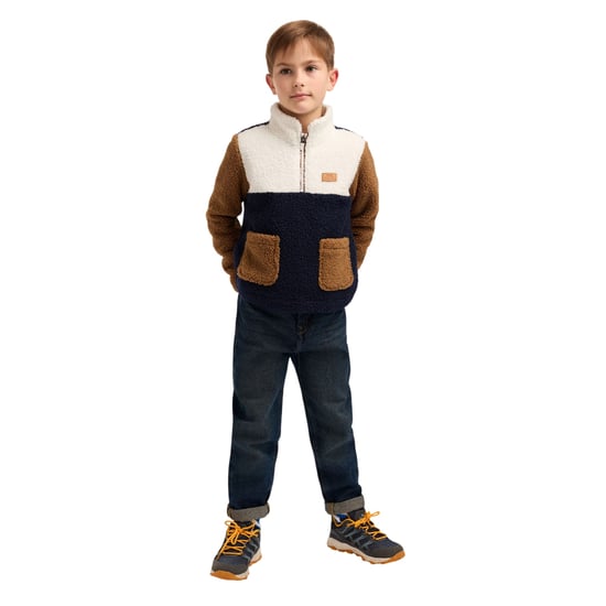 Trespass Mitta fleece-top met kleurblokken voor kinderen (Marine) - Image 4