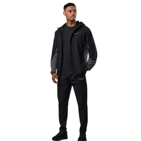 Gym King Mens Hooded Raglan Windbreaker (Black/Graphite) - Image 1