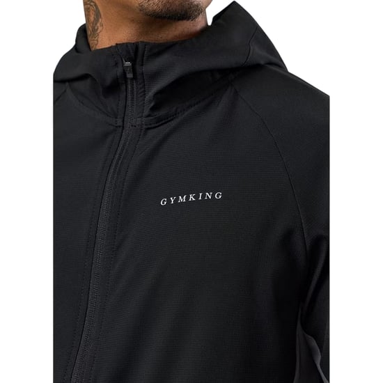 Gym King Mens Hooded Raglan Windbreaker (Black/Graphite) - Image 4