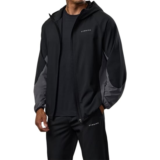 Gym King Mens Hooded Raglan Windbreaker (Black/Graphite) - Image 5