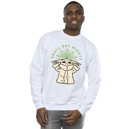 Star Wars Mens The Mandalorian Small But Mighty Grogu Sweatshirt (White) - Image 1