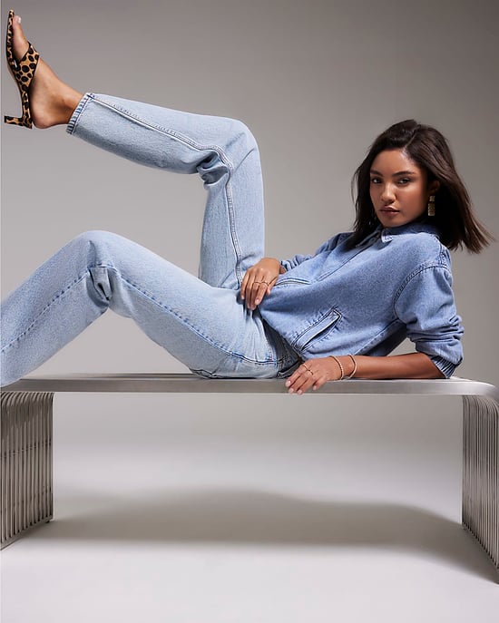 River Island Womens Straight Leg Jeans Blue Relaxed High Rise - Image 2