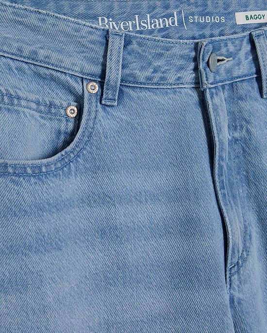 River Island Womens Straight Leg Jeans Blue Relaxed High Rise - Image 6