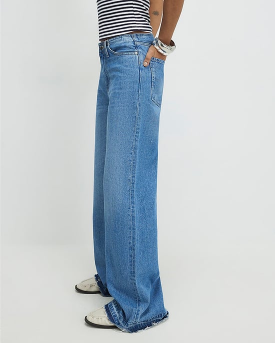 River Island Womens Wide Leg Jeans Blue Turn Down Hem Clean Waist - Image 4
