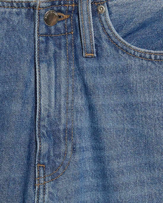 River Island Womens Wide Leg Jeans Blue Turn Down Hem Clean Waist - Image 5