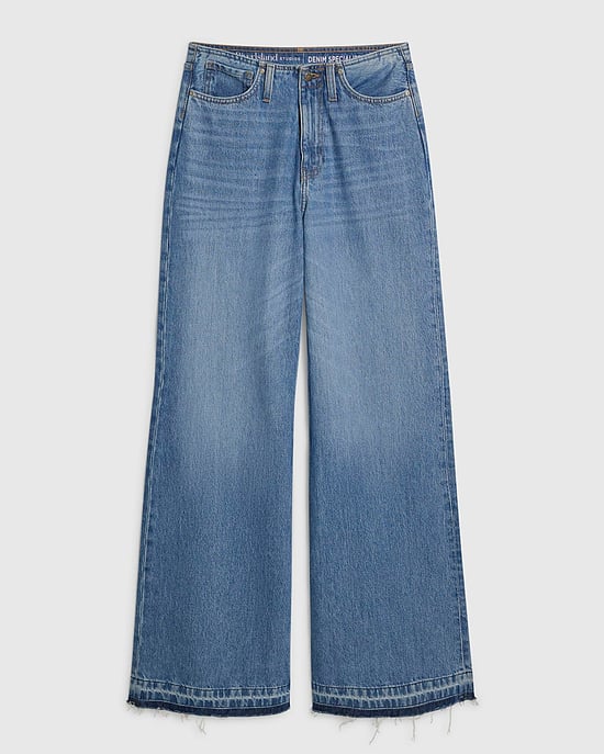 River Island Womens Wide Leg Jeans Blue Turn Down Hem Clean Waist - Image 6