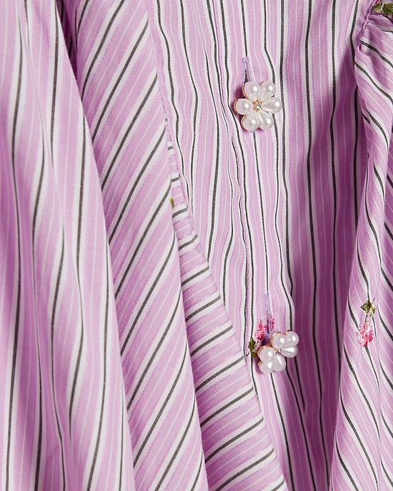 River Island Girls Shirt Dress Purple Stripe Premium Collared - Image 2
