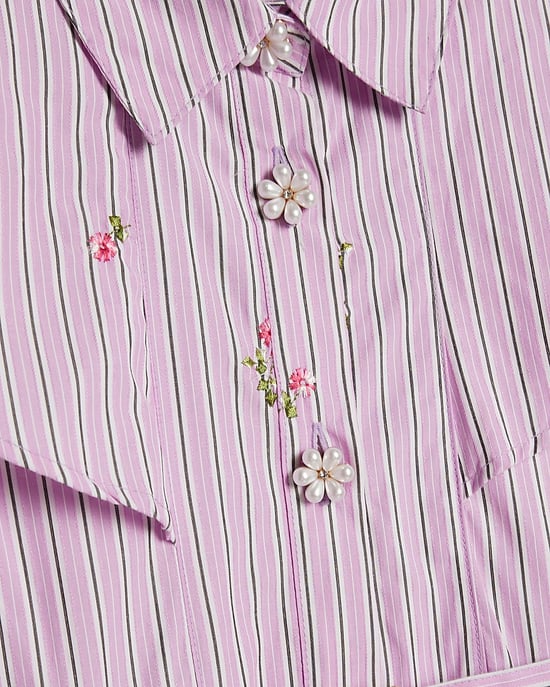 River Island Girls Shirt Dress Purple Stripe Premium Collared - Image 3