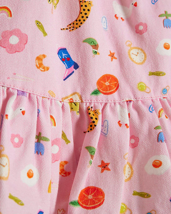 River Island Mini Girls Dress Pink Icon Bow Cotton Sleeveless - Image 3
