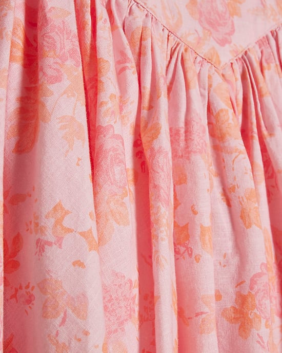 River Island Girls Dress Pink Floral Cotton Premium Square Neck - Image 2