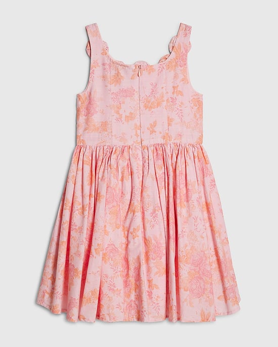 River Island Girls Dress Pink Floral Cotton Premium Square Neck - Image 5
