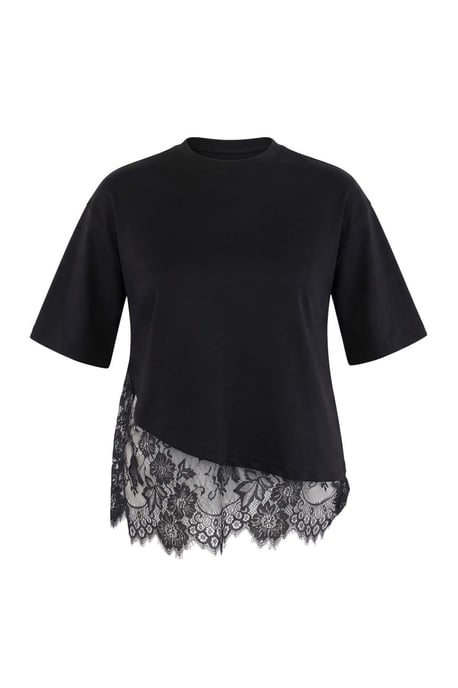 Trendyol Curve Women's Black Plain Short Oversize Plus Size T-Shirts - Image 1
