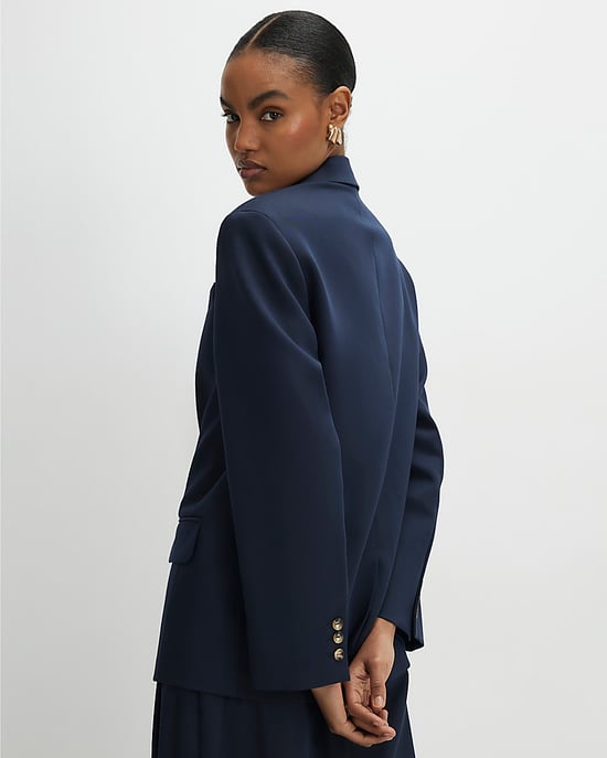 River Island Womens Blazer Navy Oversized Long Sleeve Button - Image 2