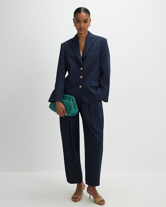 River Island Womens Blazer Navy Oversized Long Sleeve Button - Image 3