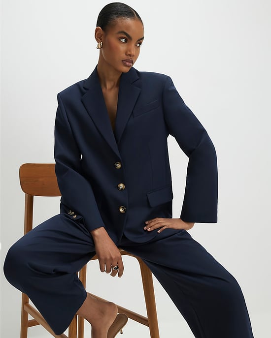 River Island Womens Blazer Navy Oversized Long Sleeve Button - Image 4