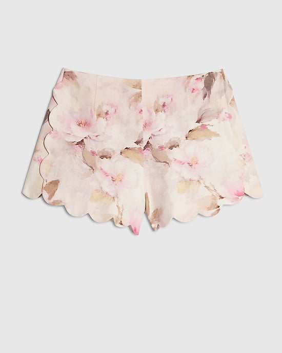 River Island Womens Shorts Pink Floral Scallop Trim Zip - Image 6